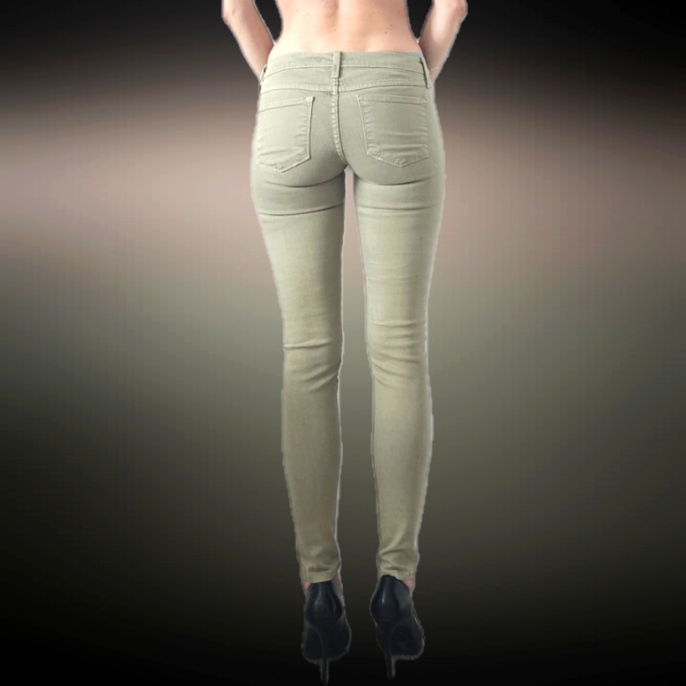 Slim Low-Waist Skinny Jeans - Olive Green